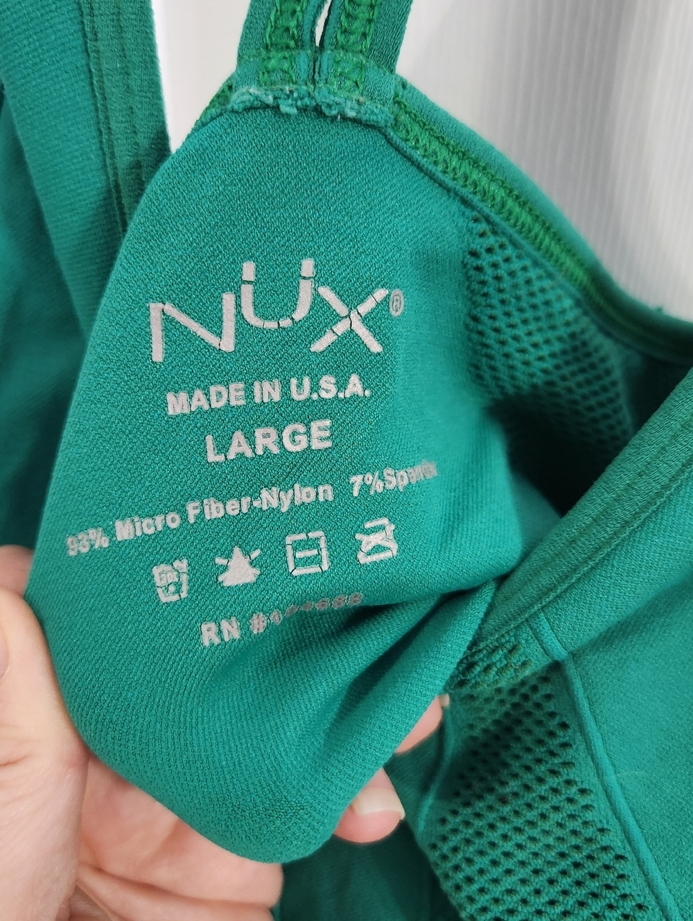 Nux green large razorback tank top built in sports bra ventilated athleisure - Picture 7 of 9